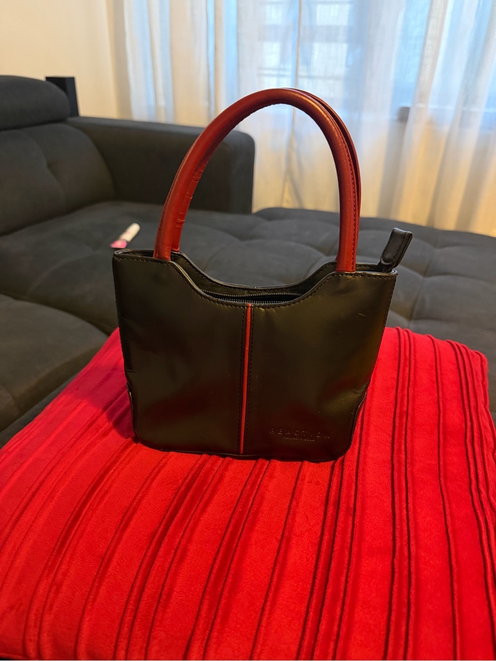 Kenneth Cole Reaction Black Mini Bag with Red Handles